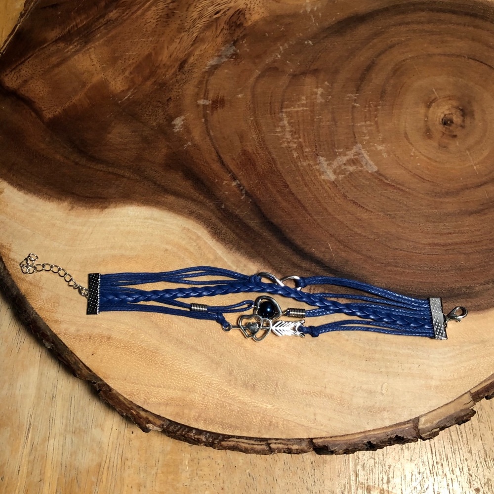NWY 5 strand Navy Leather Bracelet 7” 2” extender - Picture 10 of 11